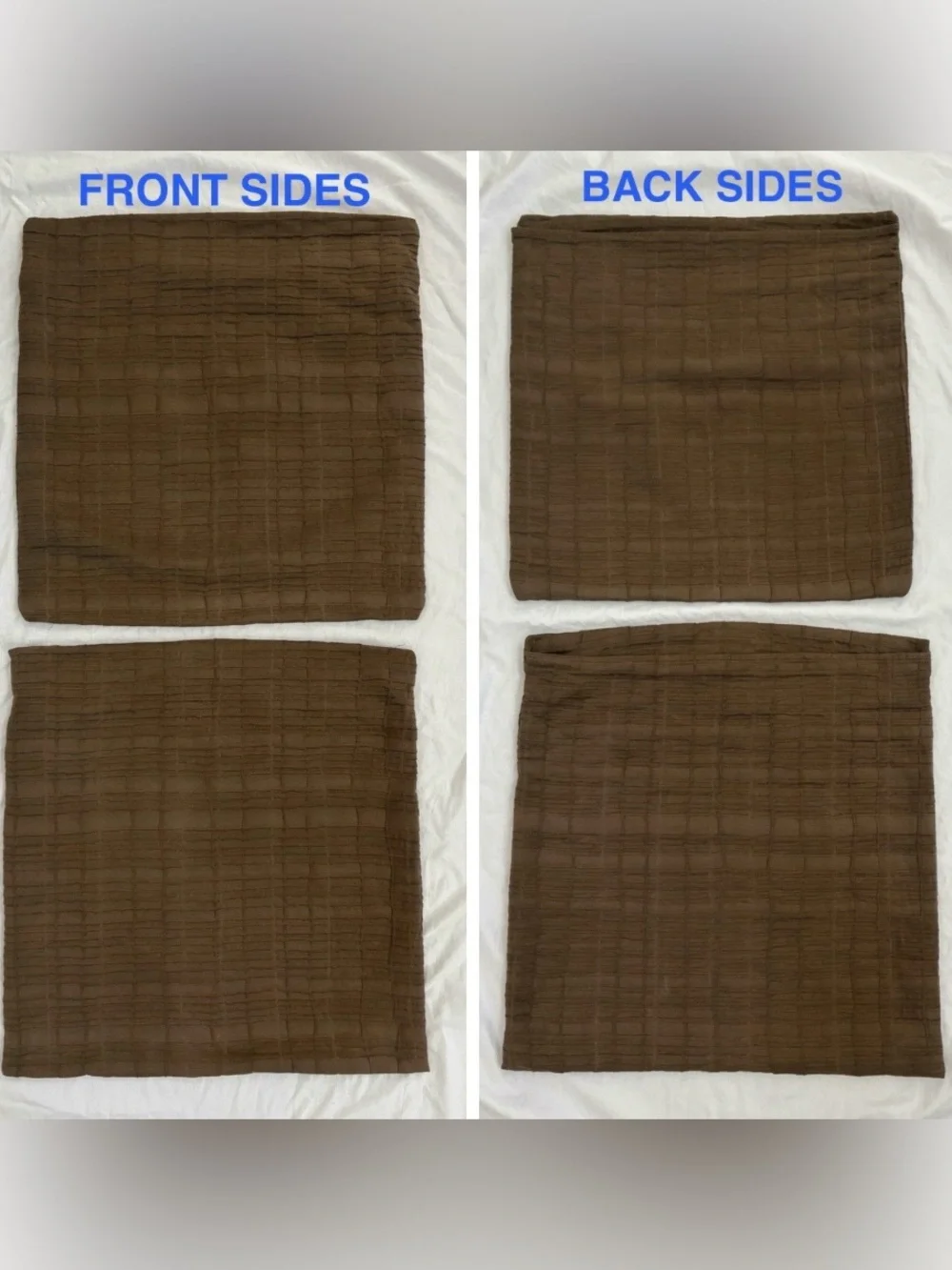 2 Calvin Klein brown grid textured euro pillow shams - 26 x 26